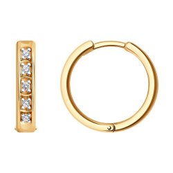 Серьги из золочёного серебра с фианитами (Арт.93-120-01605-1)