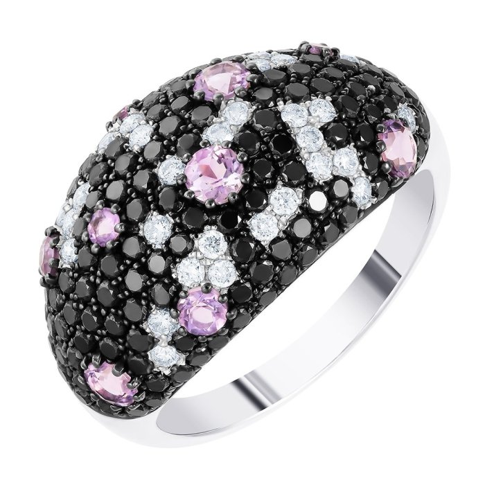 Кольцо из белого золота с аметистом и бриллиантом (Арт.r281ama4wg_ko_db_am_wg)