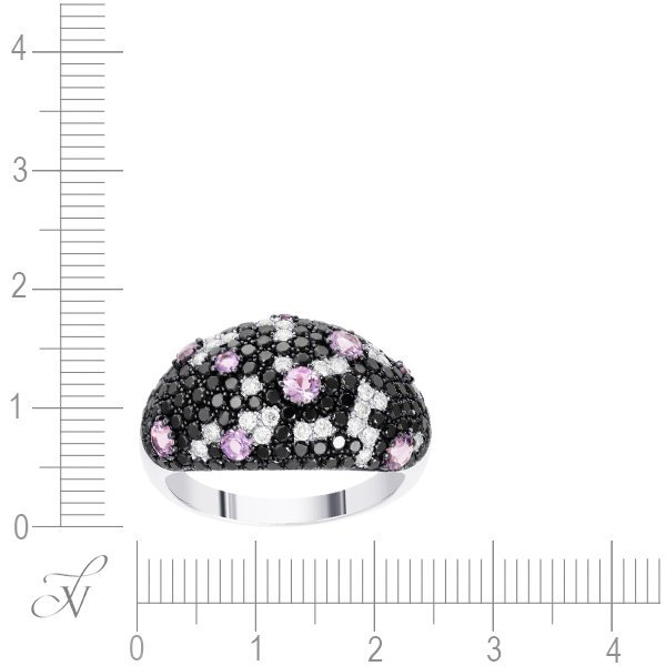 Кольцо из белого золота с аметистом и бриллиантом (Арт.r281ama4wg_ko_db_am_wg)