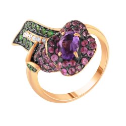 Кольцо из золота с аметистом и бриллиантом (Арт.r38456a014rb001_ko_ps_am_tv_pink)
