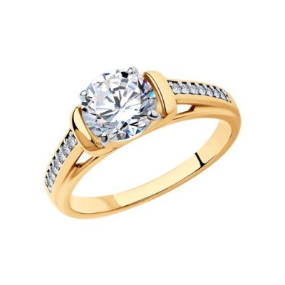 Кольцо из золочёного серебра с фианитами (Арт.93010789)