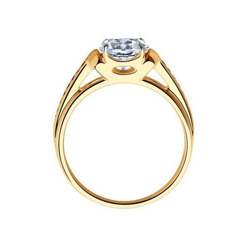 Кольцо из золочёного серебра с фианитами (Арт.93010789)