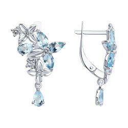 Серьги из серебра с топазами и фианитами (Арт.94-321-02061-1)