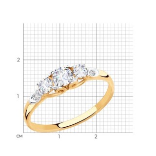 Кольцо из золота с фианитами «Трио сияния» Соколов (арт.51003)
