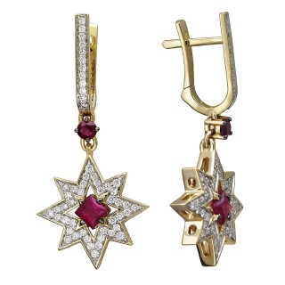 Серьги золото с бриллиантами и рубинами «Symphony Star» MyJewels (арт.01С6312342-1)