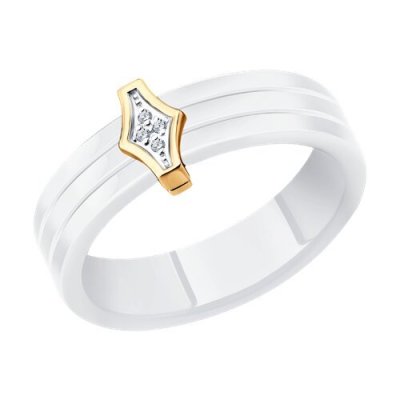 Кольцо из золота с бриллиантами и керамической вставкой (Арт.51-210-00486-2)