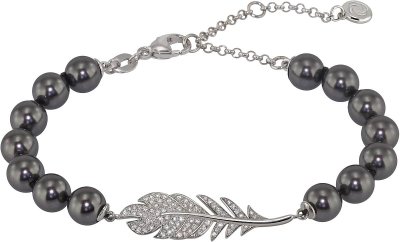 Браслет из серебра с жемчугом и куб. цирконием (Арт.27b-p36-s-32)