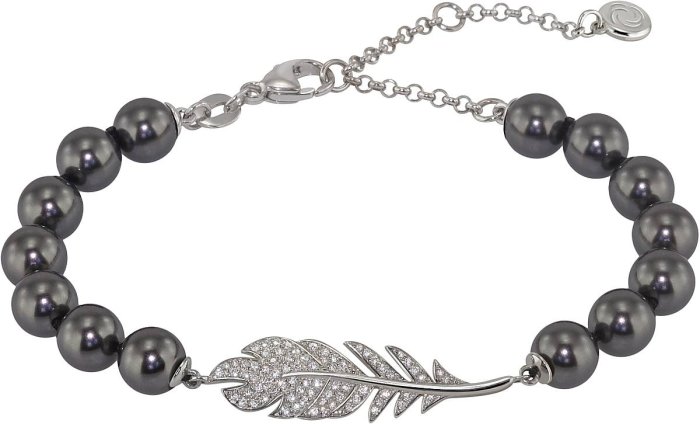 Браслет из серебра с жемчугом и куб. цирконием (Арт.27b-p36-s-32)