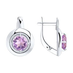 Серьги из серебра с аметистами (Арт.94-320-00782-2)