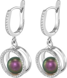 Серьги из серебра с жемчугом и кристаллом swarovski (Арт.ahs-2-8-19-s)