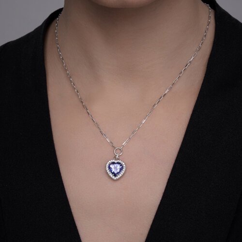 Колье из белого золота с бриллиантами и танзанитом «Сердце Танзании» SOKOLOV (арт.6074)