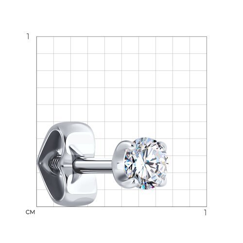 Серьга из белого золота с фианитом «Сияние Мини» Соколов (арт.52-127-02068-1)