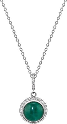 Кулон из серебра с кошачим глазом и куб. цирконием (Арт.fgp-3-10-h-45-s)