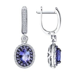 Серьги из белого золота с бриллиантами и танзанитами (Арт.6024220)