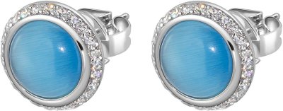 Серьги из серебра с кошачим глазом и куб. цирконием (Арт.fgs-1-8-h-18-s)