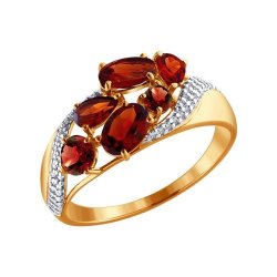 Кольцо золотое пробы 585 с гранатом (Арт.713700)