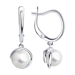 Серьги из серебра с жемчугом (Арт.94024746)