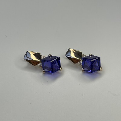 Серьги золотые с танзанитом и фианитом «New colour» Estet (арт.01С2115258-4)
