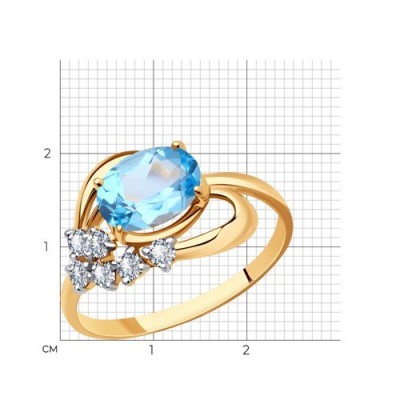 Кольцо золотое с топазом и фианитами «Небесная мелодия» Соколов (арт.716872)