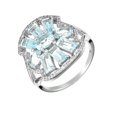 Кольцо из серебра с куб. цирконием и топазом (Арт.as-r11075-x-w-bt-x-w)