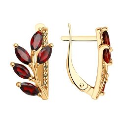 Серьги золотые пробы 585 с гранатом (Арт.72-00328)