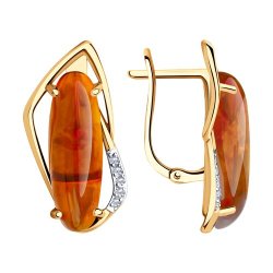 Серьги золотые пробы 585 с янтарём (Арт.727245)