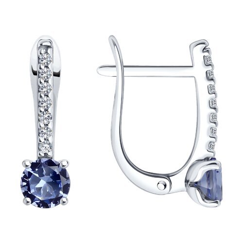 Серьги серебряные с ситаллом и фианитами «Ночное сияние» Соколов (арт.92023032)