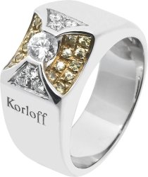 Кольцо из белого золота с бриллиантом и сапфиром (Арт.3213a16)