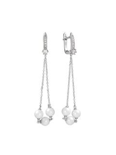 Серьги серебряные с жемчугом и фианитами «Nautilus Grace» Fresh Jewelry (арт.PI-E02609-X-W-PS-X-W)