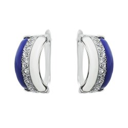 Серьги из серебра с керамикой и куб. цирконием (Арт.tc-e00289-wbl-w-x-x-w)