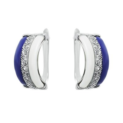 Серьги из серебра с керамикой и куб. цирконием (Арт.tc-e00289-wbl-w-x-x-w)