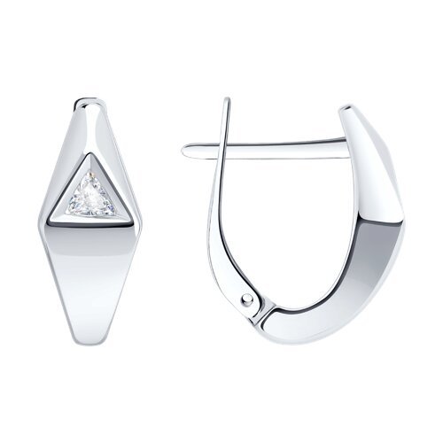 Серьги серебряные с фианитом «Геометрия света» Соколов (арт.94-120-00251-1)