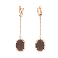 Серьги из серебра с керамикой и куб. цирконием (Арт.tc-e01266-br-g-x-x-w)