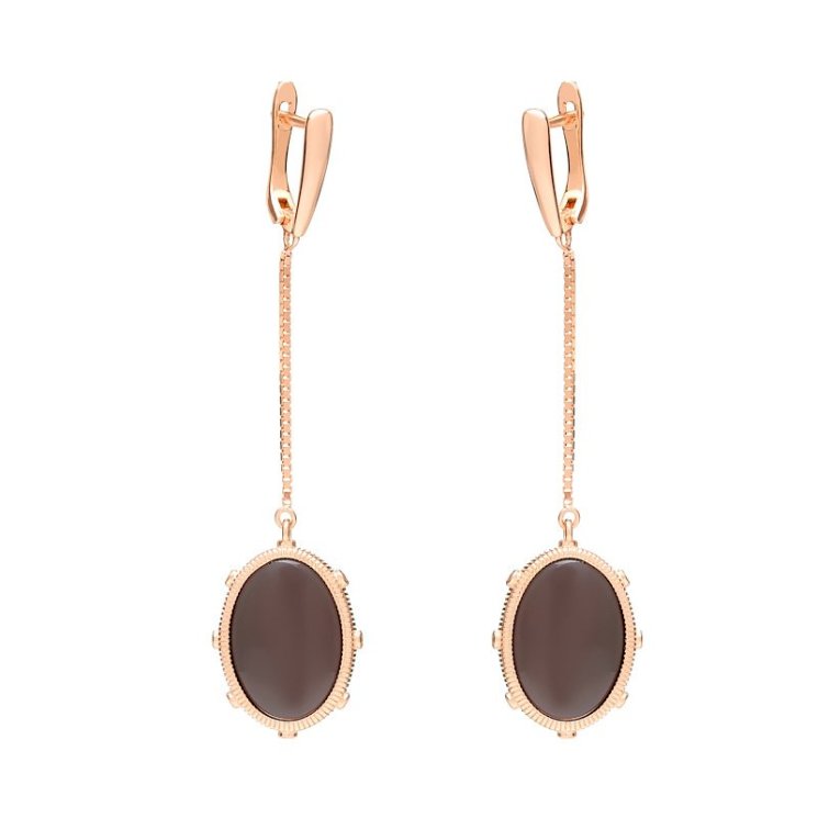 Серьги из серебра с керамикой и куб. цирконием (Арт.tc-e01266-br-g-x-x-w)