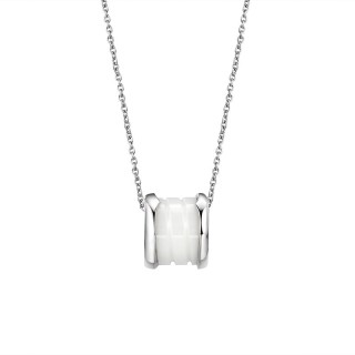 Ожерелье с керамической вставкой «Белый акцент» серебро 925 Fresh Jewelry (арт.TC-N01484-W-W-X-X-X)