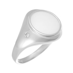 Кольцо из серебра с керамикой и фианитом (Арт.tc-r01383-w-w-x-x-w)