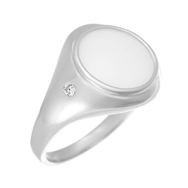 Кольцо из серебра с керамикой и фианитом (Арт.tc-r01383-w-w-x-x-w)