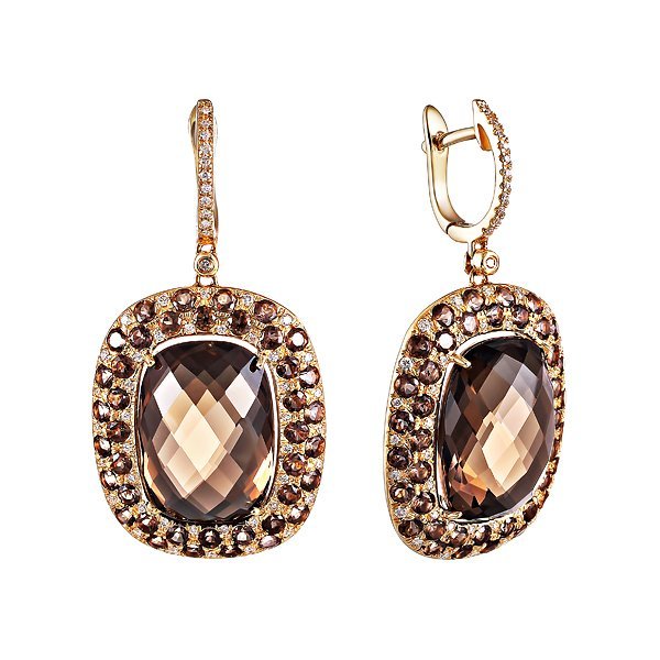 Серьги из золота с бриллиантом и раухтопазом (Арт.hf04783e-y-sq_sq_yg)