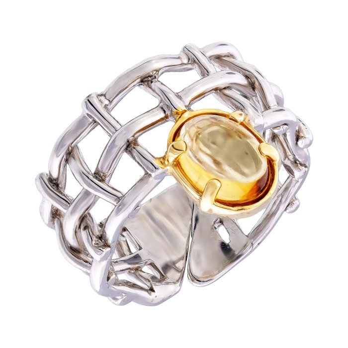 Серебряное кольцо BEAVERS с цитрином 12145ct