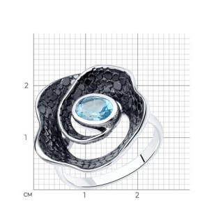 Кольцо серебряное с топазом «Морская Роза» Соколов (арт.92011945)