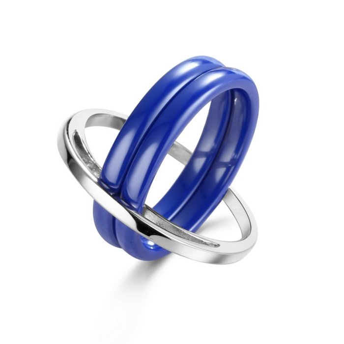 Кольцо из серебра с керамикой (Арт.tc-r01792-bl-w-x-x-x)