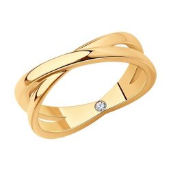 Кольцо из золочёного серебра с фианитом (Арт.93-110-02031-2)