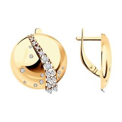 Серьги из золочёного серебра с фианитами (Арт.93-120-01617-1)