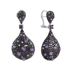 Серьги из белого золота с аметистом и бриллиантом (Арт.r281ame4wt_sr_db_am_wg)