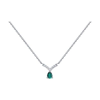 Колье из белого золота с бриллиантами и изумрудом «Изумрудное Вдохновение» Соколов (арт.3070019-3)