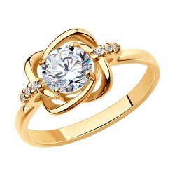 Кольцо из золочёного серебра с фианитами (Арт.93010790)
