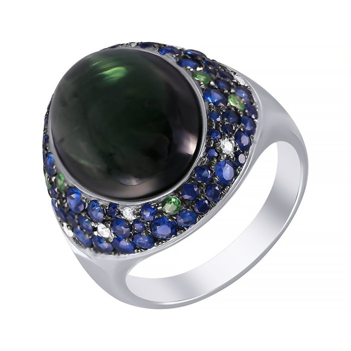 Кольцо из белого золота с бриллиантом и сапфиром (Арт.rg-35693_ko_sa_tuz_tv_wg)