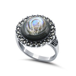 Кольцо Серебряные крылья (Арт.211191e-39_perlamutr_markazit)