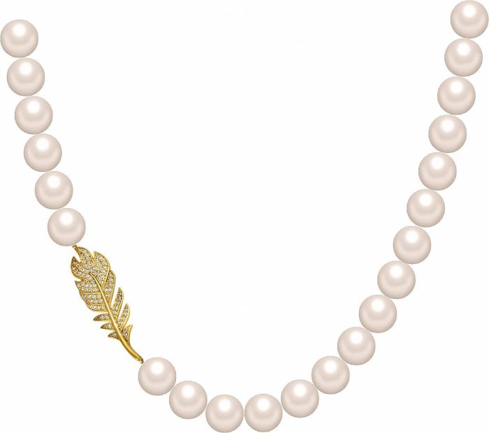 Ожерелье из серебра с жемчугом и куб. цирконием (Арт.27l-p36-g-5)