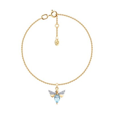 Браслет золотой с топазом и фианитами «Небесная Пчела» Соколов (арт.51-350-00452-2)